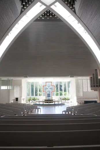 Photo 5: Interior · Lieksa Church in Lieksa, Finland, was designed by architects Raili and Reima Pietilä, and completed in 1982