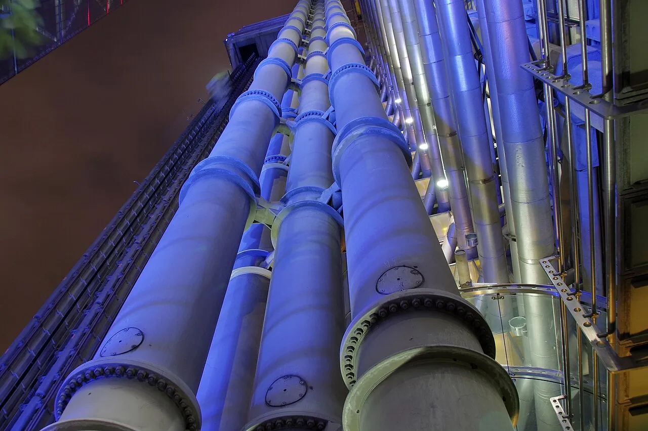 Lloyd's Building: Context · Some of the pipes on the northern face of the Lloyds Building in London