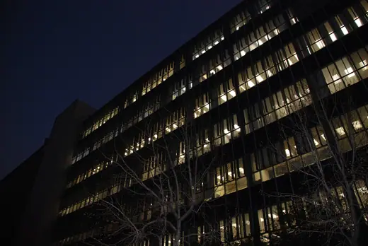 Photo 2: Interior · North side of the Los Angeles County Hall of Records at night