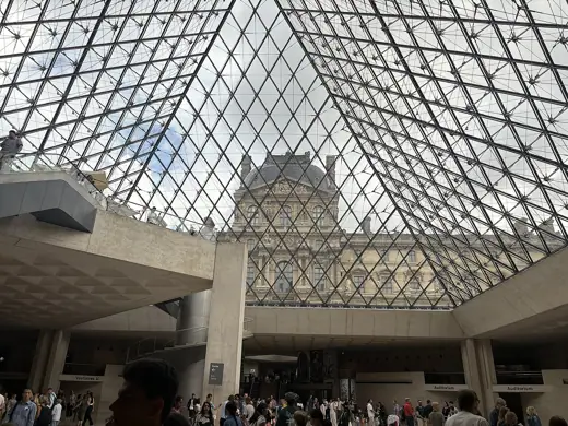 Photo 6: Interior · The entryway to the Louvre is a glass pyramid; this picture is from the inside