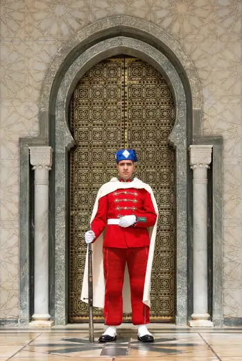 Photo 4: Exterior · Honor guard at Mausoleum of Mohammed V, Rabat, Morocco