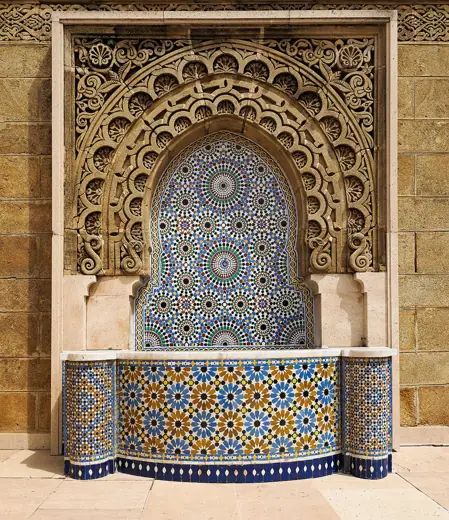Photo 5: Exterior · Water fountain at Mausoleum of Mohammed V, Rabat, Morocco