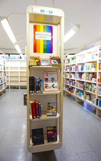 Photo 6: Interior · "Rainbow shelf" in Tampere City Library, Finland