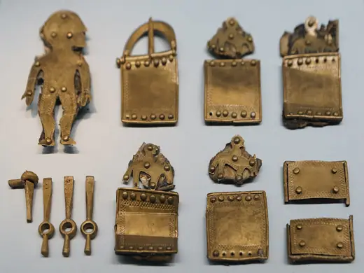 Photo 4: Interior · Parts of a baldric showing a man and four mounted horsmen, from Norway