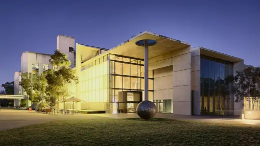 Photo 2: Exterior · Blue hour photo of the National Gallery of Australia at dusk, Canberra ACT