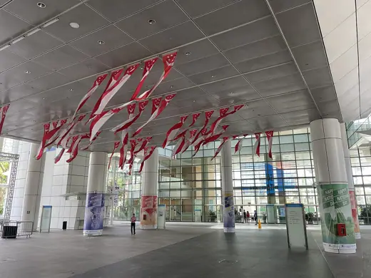 Photo 4: Exterior · National Day decorations at the entrance to the National Library Singapore