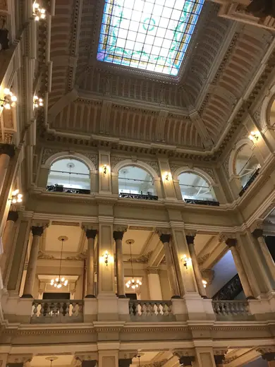 Photo 5: Interior · This picture shows the atrium of the National Library, located in Rio de Janeiro, Brazil