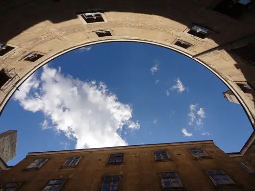 Photo 4: Interior · The half-moon shaped inner courtyard of the Narrenturm in Vienna