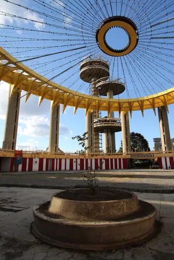 Photo 5: Interior · Interior of the New York State Pavilion from the 1964 Word's Fair with 'Flying Saucers' in the background