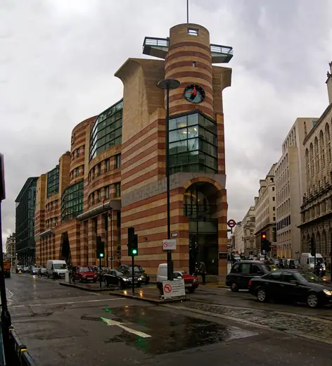 Photo 3: Exterior · London - Number One Poultry 1998 Sir James Stirling - ICE Fisheye