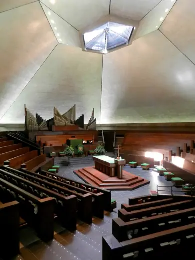 Photo 4: Interior · This is an interior view of the sanctuary of North Christian Church, Columbus, Indiana