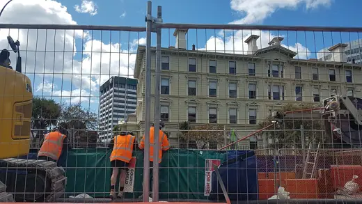 Photo 3: Exterior · Roadworks outside the old government buildings, Wellington, New Zealand