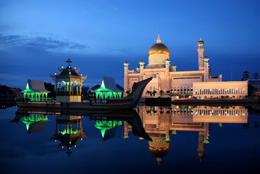 Photo 3: Exterior · Dusk at the Sultan Omar Ali Saifuddin Mosque in Brunei on the eve of Ramadan 