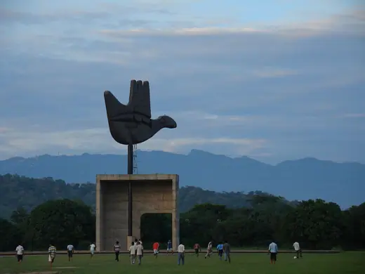 Photo 5: Detail · The Open hand is the geographical representation of the city of Chandigarh located in North India