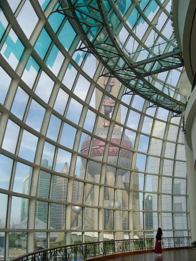 Photo 6: Interior · The Oriental Pearl Tower in Shanghai, seen from inside the Oriental Riverside Hotel