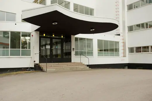 Photo 2: Exterior · Entrance of Paimio Sanatorium, Finland