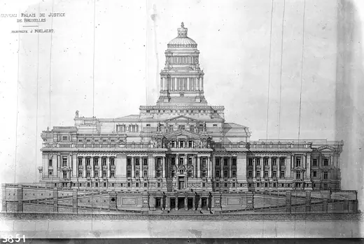 Photo 9: Drawing · Architectural drawing of the western facade of the Law Courts of Brussels