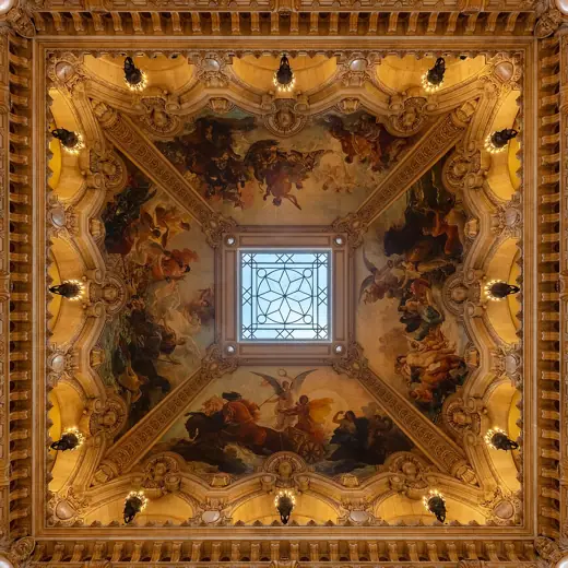 Photo 5: Interior · Ceiling over the Grand staircase in Garnier Opera or Palais Garnier , Paris, France