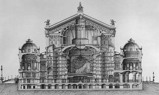 Photo 8: Section · Transverse section at the auditorium and pavilions of the Paris Opera's Palais Garnier