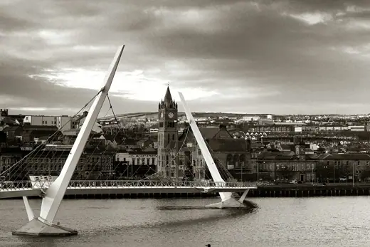 Photo 3: Exterior · View of Derry City & Peace Bridge from the Ebrington Barracks