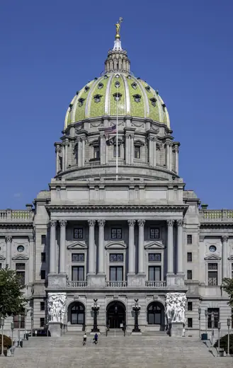 Photo 2: Exterior · The west side of the Pennsylvania State Capitol, Harrisburg, Pennsylvania, USA