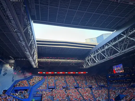 Photo 4: Exterior · Perth Wildcats open air NBL game vs Adelaide 36ers, RAC Arena roof open, Friday 17 January 2025