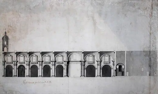 Photo 7: Plan · Sección longitudinal del plan y perfil de la Catedral de Bogotá en 1805
