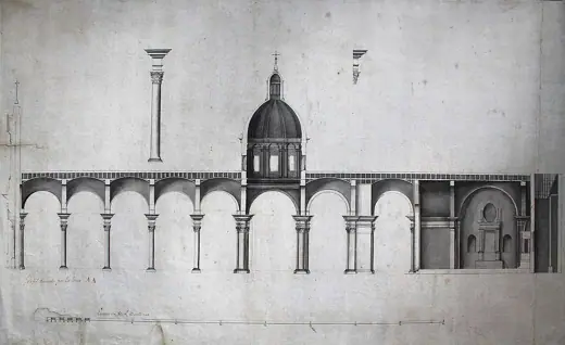 Photo 8: Section · Sección longitudinal A-A de la Catedral de Bogotá en 1805