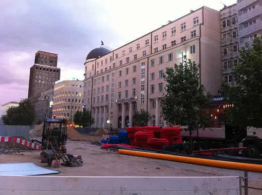 Photo 6: Context · Świętokrzyska Street closed down for Metro construction (the new east-west line)