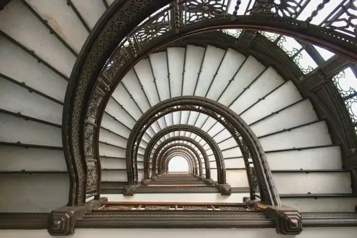 Photo 6: Interior · Looking up at the spiral staircase in the Rookery Building, designed by architect John Wellborn Root