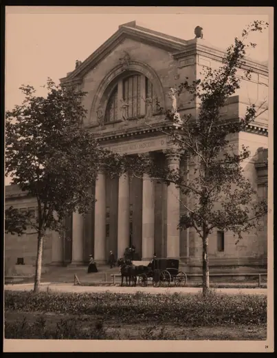 Photo 3: Exterior · Vertical, black and white photograph of the St