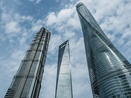 Photo 2: Exterior · Jin Mao Tower,Shanghai World Financial Center and Shanghai tower from left to right