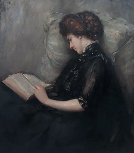 Photo 6: Detail · Lady Reading Poetry , by Ishibashi Kazunori , Shimane Art Museum , Matsue, Shimane, Japan