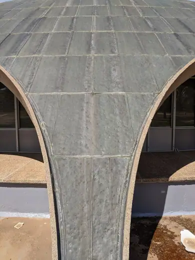 Photo 2: Exterior · Damage inflicted on the Shine Dome by the January 2020 hail storm