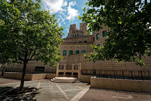 Photo 2: Exterior · London - Albert Embankment - South Bank - Jubilee Walkway - View East on SIS Building 1989-94 by Terry Farrell
