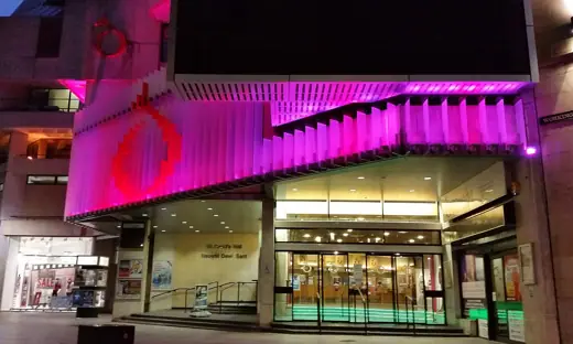 Photo 3: Interior · St David's Hall, Cardiff, illuminated by night