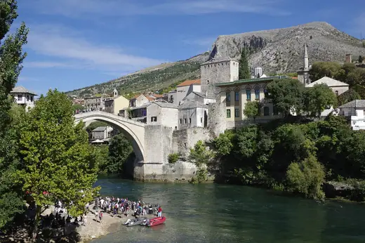 Photo 4: Exterior · Bosnia and Herzegovina, Mostar, Neretva river with Stari most bridge,