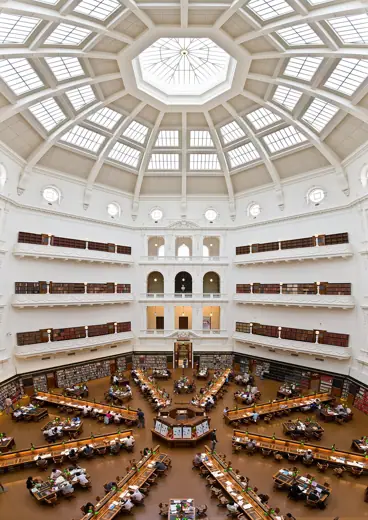 Photo 5: Interior · A panorama of the State Library of Victoria, Australia's La Trobe Reading Room as viewed from the 5th floor