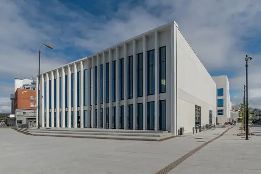 Photo 2: Exterior · A south view of the library that is part of the Stormen complex in Bodø