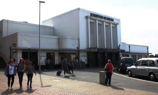 Photo 1: Exterior · The Southern Railway rebuilt Surbiton station in 1937 to the modernist designs of J.R