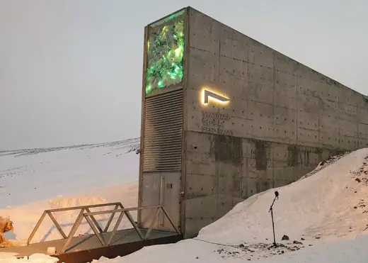 Photo 3: Exterior · Photograph of exterior of Svalbard Global Seed Vault taken in February 2020