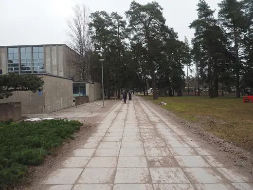 Photo 4: Context · A view of the pedestrian street Tapionraitti in Tapiola, Espoo, Finland on an afternoon in March 2025