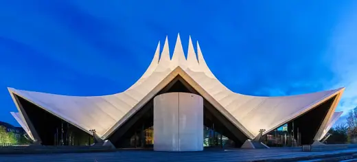 Photo 2: Exterior · View of the event venue Tempodrom during the blue hour, Kreuzberg neighborhood, Berlin, Germany