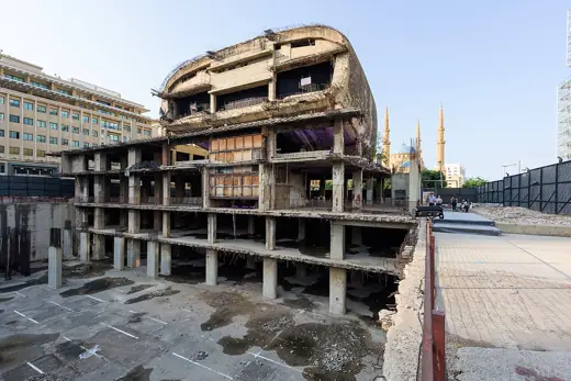 Photo 2: Exterior · The northern facade and underground parkings of the unfinished Egg building in Beirut, Lebanon