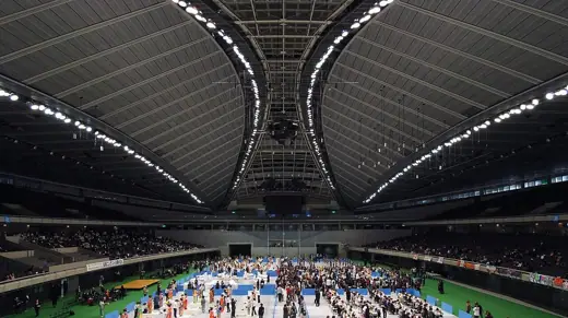 Photo 5: Interior · Interior of Tokyo Metropolitan Gymnasium, at Sendagaya Tokyo Japan, design by Fumihiko Maki in 1990