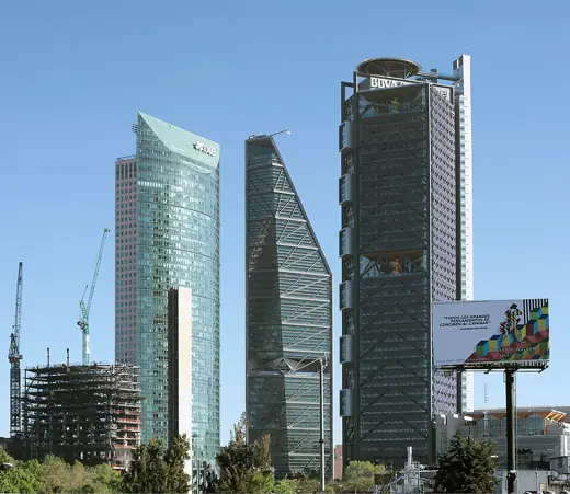 Photo 2: Exterior · From left to right, Torre Mayor, Reforma Tower, BBVA Bancomer Tower, on Mexico City