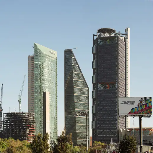 Photo 3: Exterior · From left to right, Torre Mayor, Reforma Tower, BBVA Bancomer Tower, on Mexico City
