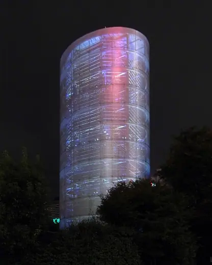 Photo 2: Exterior · Tower of Winds, at Yokohama Kanagawa Japan, design by Toyo Ito in 1986