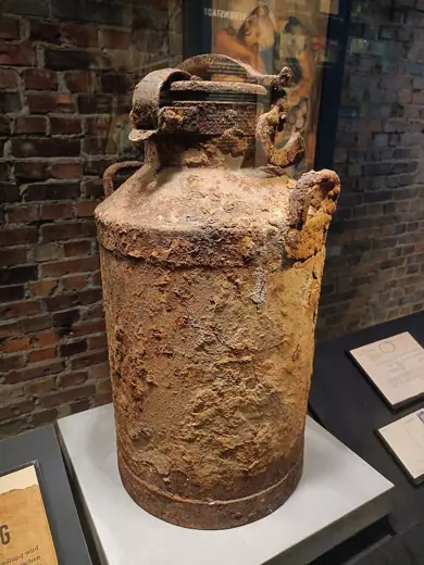 Photo 3: Exterior · A milk churn used to hold documents from the Ringelblum archive in the Warsaw Ghetto