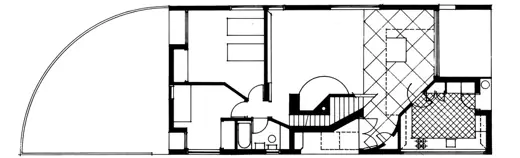 Photo 5: Plan · Floor plan of the ground floor of the Vanna Venturi House, designed by Robert Venturi